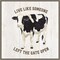 Farm Life Cow Live Like Gate by Tara Reed 22-in. W x 22-in. H. Canvas Wall Art Print Framed in Grey